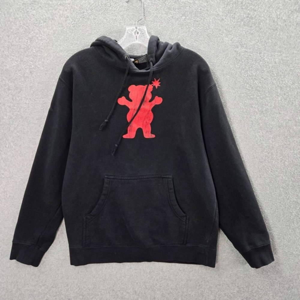 The Hundreds x Grizzly Men Sweatshirt Small Black Hoodie Logo Graphic Pockets